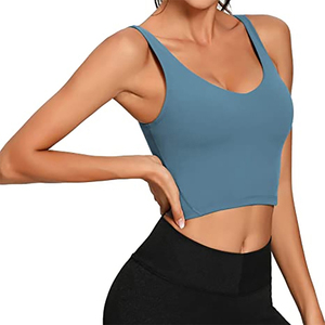 Soutien-gorge de sport en gros pour femmes, tissé, respirant, en Spandex/Coton, avec armatures, bonnets triangulaires, bretelles en Y et dentelle florale - Product Image 3