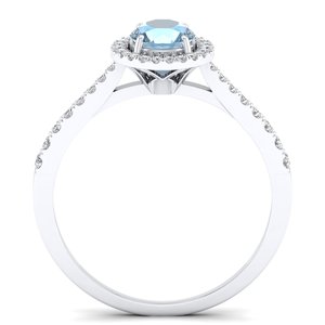 REYES Elegance <b>925</b> Sterling <b>Silver</b> GRA Certified Moissanite Engagement <b>Rings</b> For Women Natural Aquamarine Gemstone Fine Jewelry - Product Image 4