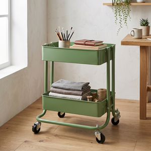 MIT Housewares 2-Tier Rolling Steel <b>Storage</b> Cart Wholesale OEM Sale from Taiwan Home Furniture Manufacturer for Bathroom Use - Product Image 1