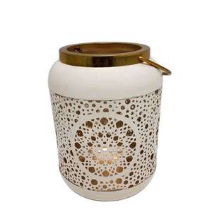 Lanterne ronde en fil métallique à motif floral pour la maison, les villas, l'éclairage au sol et sur table, utilisation décorative, porte-bougie en métal - Product Image 4