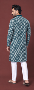 <b>Men</b> Cotton Reversible <b>Kurta</b> Pajama Set Geometric Print Traditional Indian Pakistani Clothing Party Wedding Festival Wear - Product Image 2