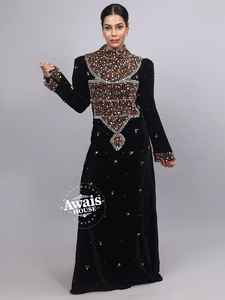 Robe Abaya Kaftan longue à manches longues, simple et modeste, en velours importé, ornée de cristaux et de perles, idéale pour les occasions de l'Aïd - Product Image 5