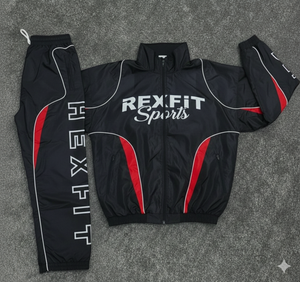 ชุดวอร์ม Rexfit OEM แบบมีโลโก้สะท้อนแสง ผลิตจากผ้าโพลีเอสเตอร์ผสมคอตตอน สำหรับผู้ชาย พิมพ์ลายสองชิ้น ชุดวอร์มแบบมีซิป ชุดกันลมสำหรับผู้ชาย - Product Image 5
