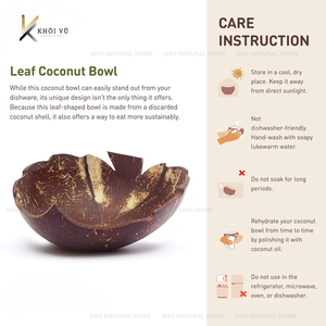 500ml Reclaimed <b>Coconut</b> Shell Bowl with Polished Leaf Design Handmade Eco-Friendly Vietnamese Factory <b>Cups</b> for Ice Cream Snacks - Product Image 3