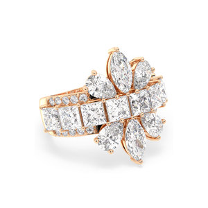 Anillo de diamantes cultivados en laboratorio con certificación IGI personalizado REYES en oro sólido de 14K con múltiples diamantes, anillos de compromiso para mujer, joyería. - Product Image 3