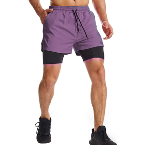 Pantalones Cortos Deportivos Morados para Hombre con Bolsillos, Secado Rápido, Cintura Elástica con Cordón, Tejido de Poliéster - Product Image 6