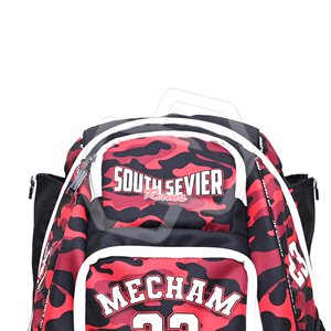 Mochila de Baloncesto Roja con Compartimento para Zapatos, Porta Balones, Unisex, Deportiva, Ecológica, de Poliéster Estampado, Gran Capacidad, Cierre de Cremallera - Product Image 3