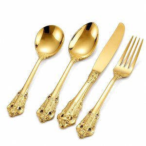 Luxury Royal Designer Gold Floral Flatware <b>Set</b> With <b>Fork</b> Knife <b>And</b> <b>Spoons</b> Dishwasher Safe Wedding Cutlery for Hotel Resort Use - Product Image 3