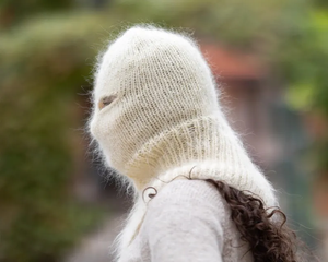 Pasamontañas de Mohair Tejido a Mano, Suave y Esponjoso, para Invierno, Cálido y Transpirable, Estilo Desgastado, para Esquí - Product Image 3