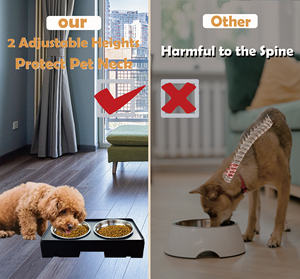 2-em-1 Tigelas de cão de aço inoxidável dobrável 2 altura ajustável levantado <span class=keywords><strong>Pet</strong></span> Alimentador Elegante Design Durável Plástico Slow Elevated - Product Image 5