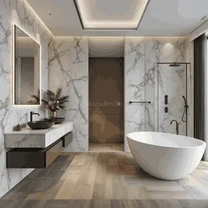 Bañera Independiente de Mármol Natural Tallada a Mano de Lujo, con Desagüe, Ecológica, Estilo Europeo Rústico, para Hotel, Apartamento, Villa - Product Image 2