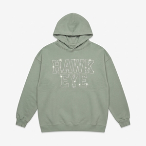 Sudadera extragrande para mujer con capucha, personalizada con pedrería verde, de algodón, estilo casual y a la moda. - Product Image 4