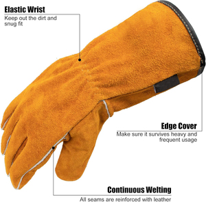 Gants de travail de sécurité en cuir de vachette bleu de haute qualité, respirants, personnalisables, pour le soudage, en cuir coloré sur mesure - Product Image 6