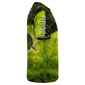 Camisa de Pesca para Hombre, Diseño de Lúcio con Sublimación, Secado Rápido, UPF 50, Camuflaje Verde, Patrón Sólido, Manga Corta, Ropa para Exteriores - Product Image 3