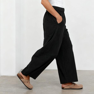 Spring Women's Mid <b>Elastic</b> <b>Waist</b> Flat Front Flare Style Casual Jogging Pants Breathable Quick Dry Sweat <b>Trouser</b> - Product Image 2