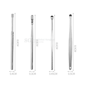 Kit de Limpieza de Oídos de Acero Inoxidable SAAR GLOBAL SURGICAL, 6 Piezas, Herramientas Multifuncionales para Remover Cera de Oídos, Estuche de Cuero Rosa - Product Image 2