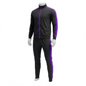 Chándal informal con capucha para hombre, negro y verde, de poliéster ligero de secado rápido, con cremallera completa, para invierno, corte regular, con detalles laterales. - Product Image 4