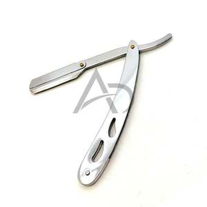 Silver Stainless Steel Barber <b>Razor</b> Metal <b>Straight</b> <b>Razor</b> With Replaceable Blade Custom Logo Professional Grooming Tool - Product Image 3