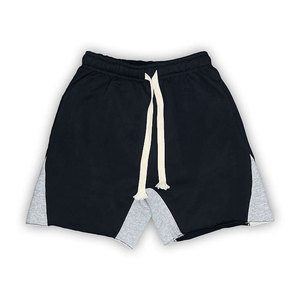 Shorts pour hommes en coton de haute qualité, personnalisés OEM, avec empiècements contrastants et bords bruts, coupe évasée - Product Image 3