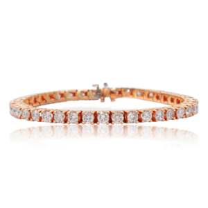 Bracelet tennis en or rose 14 carats avec diamants taille ronde, élégant, pour mariée ou anniversaire, disponible à la vente – Exportateur indien - Product Image 2