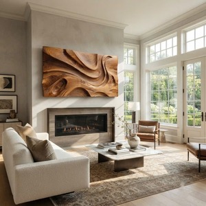 Mid Century Large Sculpture Wall For Entryway Inspiration Handcrafted Solid Wood 3D Sculpture Wall Art For Home Living Room - Product Image 2