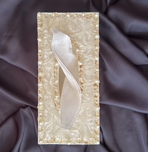 Epoxy Resin Tissue Holder Beaded Rim Design <b>Rectangle</b> Crafts Tissue Boxes Customized Royal <b>Coffee</b> <b>table</b> Decor Tissue Holder - Product Image 1