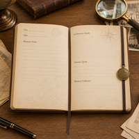 Carnet de voyage vintage personnalisé LABON avec breloque globe et carte dorée, journal de lecture académique, cadeau