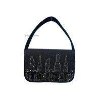 Sac à bandoulière en toile fait main pour femme, style bohème vintage, avec broderie perlée, couleur et logo personnalisables, haute qualité