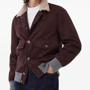 Premium Men's <b>Sheep</b> <b>Skin</b> Leather <b>Jacket</b> with Stand Collar Customizable Front Logo Waterproof & Breathable Wholesale Winter Ready - Product Image 6