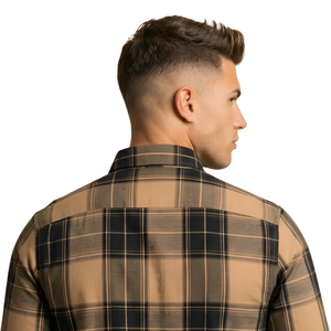 Camisa de Franela a Cuadros Negra y Marrón Personalizada para Hombre, Manga Larga, con Botones, Estilo Casual, Tela Suave Cepillada, Ropa de Calle para Exteriores - Product Image 4