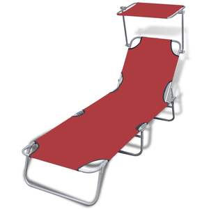 Chaise longue standard en tissu polyester rouge, structure en acier thermolaqué pour la détente en extérieur - Product Image 1