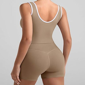 Ensemble de sport vintage 2 pièces pour femme avec débardeur court et short – Tenue de gym et yoga écologique en Spandex/Coton à séchage rapide - Product Image 5