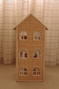 Luxury 3-Story Rattan Dollhouse - Eco-friendly Handmade Woven Play House for Kids - Product Image 2