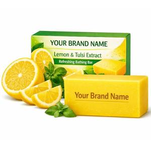 สบู่ก้อนทำมือสารสกัดมะนาวและตุลซี สูตร OEM สำหรับทำความสะอาดผิวหน้าและผิวกาย  ขายส่งจำนวนมาก  ยับยั้งแบคทีเรีย - Product Image 2