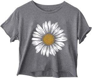 Camiseta Corta para Mujer con Estampado de Flores Silvestres, Manga Corta, Cuello Redondo, Estilo Casual de Verano, Venta al Por Mayor OEM - Product Image 4