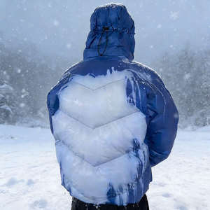 Custom Polyester Stand Collar Patchwork Winter <b>Jacket</b> Men <b>Fur</b> <b>Lined</b> Parka Puffer Insulated Windproof Outer - Product Image 2