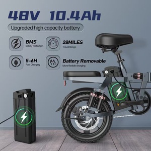 Bicicleta Eléctrica Plegable con Cuadro de Aleación de Aluminio de 14x2.215 Pulgadas, Motor sin Escobillas de 250W, para Uso Urbano y Deportivo - Product Image 6