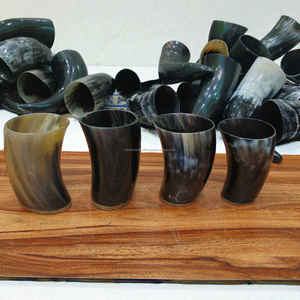 แก้วน้ำวัสดุเขาสัตว์ขนาดเล็กขอบทองเหลือง งานแฮนด์เมด สำหรับแคมป์ปิ้ง เป็นมิตรกับสิ่งแวดล้อม ทนความร้อน บรรจุกล่อง - Product Image 2