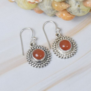 Pendientes Colgantes de Plata 925 Vintage con Coral, Diseño de Flor, Joyería para Uso Diario de Mujer y Niña - Product Image 1