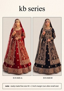 Burgundy Velvet Lehenga Set Embroidered Indian Wedding Dress Long Sleeve Lehenga Choli With Dupatta <b>Bride</b> Ceremony Wear - Product Image 6