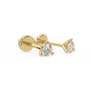 Round Brilliant Cut Lab Grown Diamond Stud <b>Earrings</b> Three Prong Martini Screw <b>Back</b> Jewelry 14K 18k Pure Gold Engagement <b>Earrings</b> - Product Image 4