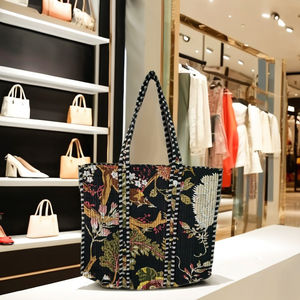 Sac fourre-tout à bandoulière en coton pur 100% fait main, grand, style bohème, matelassé, sacs rayés pour femmes, longue poignée, sac de rangement pour fête, sacs Rajasthani - Product Image 1