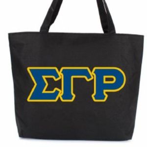 กระเป๋าถือซิป Black Sigma Gamma Rho ลายตัวอักษรสมาคมนักศึกษากรีก กระเป๋าสะพายไหล่สำหรับผู้หญิง ความจุขนาดใหญ่ เหมาะสำหรับใช้ในมหาวิทยาลัย ช้อปปิ้ง และพกพา - Product Image 3