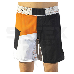 กางเกงชกมวย MMA แบบยูนิเซ็กซ์สั่งทำพิเศษ-พิมพ์ลายด้วยความร้อน ผ้าสเตรชโพลีเอสเตอร์ 100% แห้งเร็ว สำหรับกีฬามวย - Product Image 1