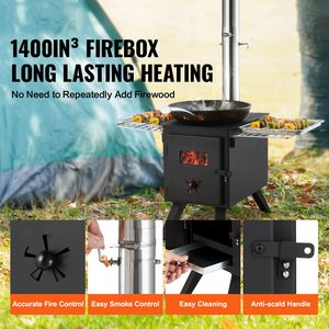 Stufa a Legna Portatile da Campeggio da 86 Pollici con Tubi per Canna Fumaria e Guanti, Braciere da 1400in3 in Acciaio Legato Pieghevole - Product Image 2