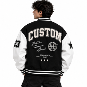 Veste universitaire personnalisée sur mesure, manches en cuir, style baseball, grande taille, pour hommes et femmes, tendance - Product Image 2