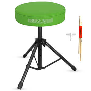 Silla de Batería 5 Core DS 01 GR, Taburete de Baterista Acolchado de Espuma Viscoelástica de 3 Pulgadas de Grosor, Capacidad de 330 Libras, Ajustable y con Base para el Suelo - Product Image 1