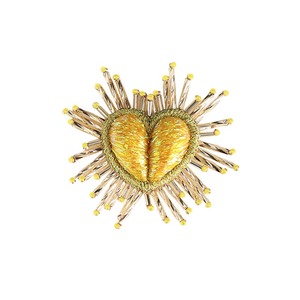 Heart Beaded <b>Badge</b> Embroidered Pin Custom Character Clove Flower Brooch for Gift and Apparel - Product Image 5