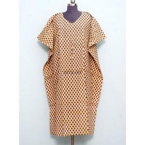 Vestido Kaftan Maxi Premium para Mujer, Elegante, de Algodón Ligero con Estampado Floral, para la Playa y Vacaciones, También para Chicas - Product Image 1