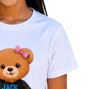 T-shirt graphique à manches courtes bleu ciel pour jeunes, imprimé ours en peluche, col rond, décontracté, léger, pour tous les jours, pour filles et enfants - Product Image 5